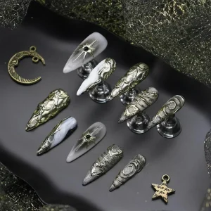 Handmade French Design Artificial Acrylic Long Press False Nails Set Luxury Quality Fake Press on Nails for Fingers