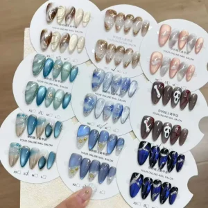 Handmade Nail Tips with Ombre Enamel Finish High End Nails for Salon Live Streams