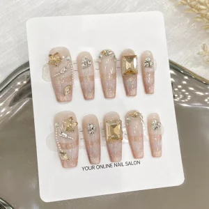 Handmade Press on Nails Acrylic Luxury False Nails French Artificial Fingernails Tip Press on Nails