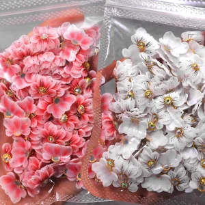 Handmade Sculpture Acrylic Flower Nail Art Charms 3D Petal With Shiny Diamond Press on Nails Jewely DIY Manicure Accessory