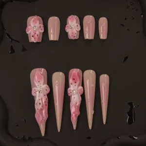 Handmade Three Dimensional Acrylic Stiletto Almond Square Reusable Finger Nail Forms Full Cover Glue French Designer