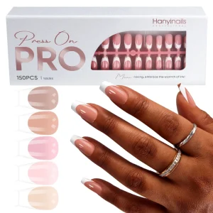 Hanyi Factory Supplying Customize French Tip Press on Nails 150pcs 15 Sizes Short Coffin No Builder Gel Nail Tips