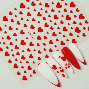 Heart Nail Art Stickers Decals Valentine’s Day Red Heart Design DIY Nail Decorations Manicure Accessories Nail Stickers