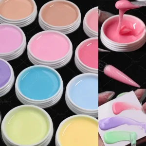 Hema Free Sheer Pink Colored Macaron Nail Building Gel Acrylic Poly Hard Extension Nails Bubble Gum Acrylic Gel Builder