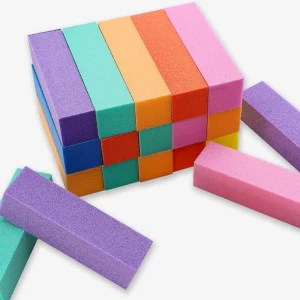High Density Colored Rectangle High Elastic Tofu Block Four Sided Polished Nail Buffer Sponge File