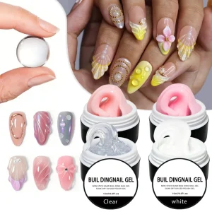 High Elasticity 15ml Non Stick Solid Extension Gel 4 Colors Option UV LED Curable Nail Building Gel for 3D Carving