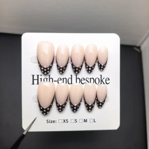 High Fashion Bare Color French Style Artificial Press on Nails Support Customized Hard Materials Can Be Reused