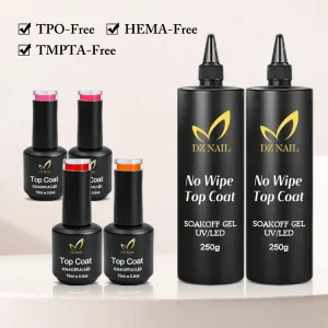 High Gloss Top Coat Nail Polish Long Lasting No Wipe Gel Top Coat for Nail Art Salon