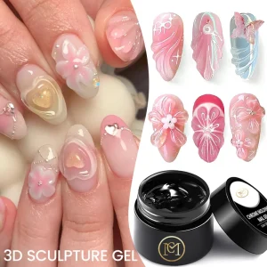 High Glossy 3D Nail Gel Non Yellowing for Transparent Nail Art Effects LED Lamp Source for DIY French and Designer Styles