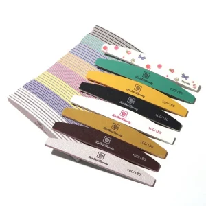 High Grade Sandpaper Nail File 100 180 Grit Custom Logo EVA Foam Strong Plastic Manicure Nail File