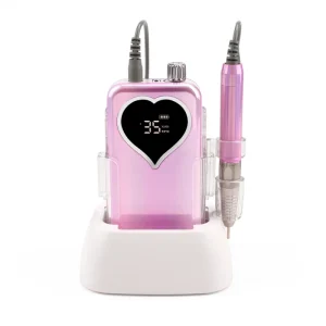 High Power 85W Brushless Cordless Electric Nail Drill Machine Portable Rechargeable Dock E File Patented Design Heart shape LCD