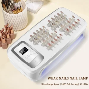 High Power Rechargeable Portable Nail Lamp 96 Dual Beads Large Space Top Shelf Detachable Base LCD Display Home Salon Use Fast