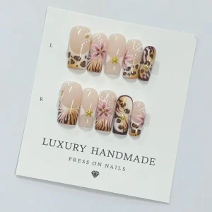 High Quality 100% Hand Painted Acrylic Press Nails Glue Beautiful Luxury Full Cover 3D Handmade