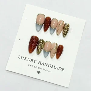 High Quality 100% Hand Painted Acrylic Press Nails Glue Beautiful Luxury Full Cover 3D Handmade