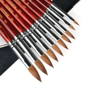 High Quality 100% Kolinsky Acrylic Nail Brush with Wooden Handle Multi Size Manicure Brush for Acrylic Nail Art Beauty Tool