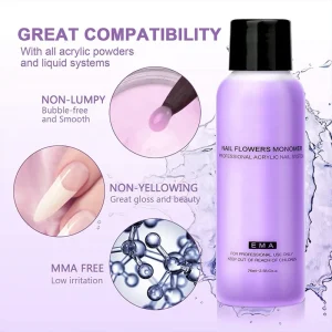 High Quality 1000ml EMA Monomer Acrylic Nail Liquid Low Odor Strong Adhesion Private Label Salon Nail Liquid