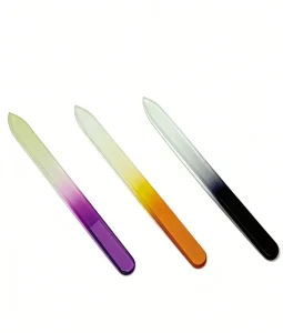 High Quality 3 Colors Glass Nail File Professional Clear Rainbow Salon Double Sided Emery Custom Durable Reusable Nail Buffer