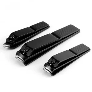 High Quality 3pcs Black Stainless Steel Safety Nail Clipper Set for Unisex Use Sharp Nail Cutter for Man & Baby