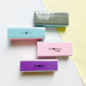 High Quality 4 Sided Double Square Sponge Eco friendly Professional Nail Art Tool Colorful Polishing Buffer Block