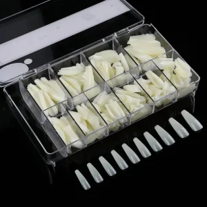 High Quality ABS Clear White Pointed Fan Tips Nail Tips Display