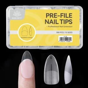 High Quality Clear Acrylic Nail Tips Natural Wear Feeling Almond Oval Half Matte Full Cover Press on False Nails