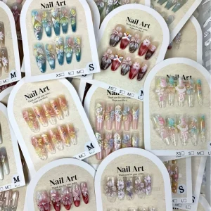 High Quality Custom Nail Art Reusable Full Cover Leopard Print Artificial Fingernails French Style Multi size Acrylic