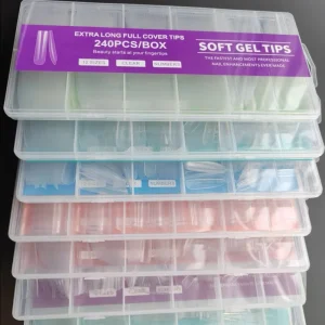 High Quality French False Nails 240 Pcs XXXL Nail Extensions extra Long Water Pipe Nail Pieces Transparent Cover Sticker