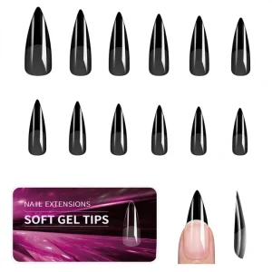 High Quality Full Cover Nail Tips 10 Different Shapes Half Matte Soft Gel Nail Tips 550pcs box Almond Coffin Gel X Nail Tips