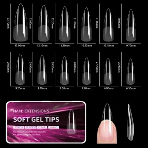 High Quality Full Cover Nail Tips 10 Different Shapes Half Matte Soft Gel Nail Tips 550pcs box Almond Coffin Gel X Nail Tips