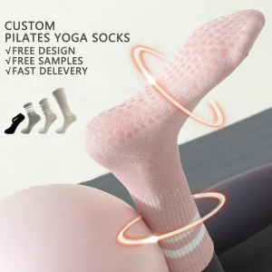 High Quality Fuzzy Crew Ankle Logo Grippy Designer Women Compression Cotton Sport Anti slip Grip Custom Yoga Pilates Socks