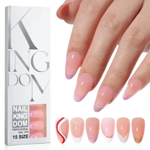 High Quality Glossy 120pcs French False Ballet Nails Tip Silver Design Soft Gel Nails Press on French Tips for Nail Art Salon