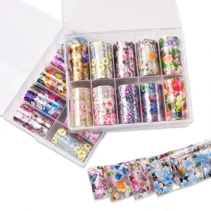 High Quality Gradient Marble Design Nail Transfer Foil Flower Butterfly Laser Nail Foil Sticker Decals