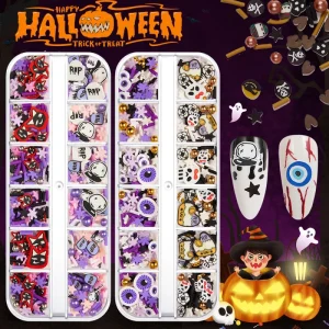 High Quality Halloween 3D Nail Art Decoration DIY Mixed Style Nail Decor Sticker for Manicure