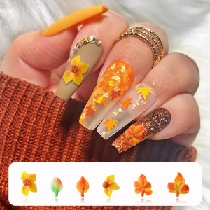 High Quality Hand Carved Resin Flower Nail Art Accessories 3D Floral Nail Decorations for DIY Manicures