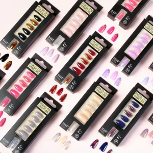 High Quality Luxury Medium and Short French Tip Handmade 24 Pcs Art Acrylic Press on Nails