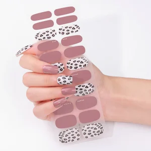 High Quality Maillard Color Matching Gold Stamping Spot Leopard Print Metallic Element Nail Wraps Stickers