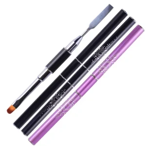 High Quality Nail Supplies GUYO Professional Double Heads Metal Spatula Nail Gel Art Nails Art Beauty Brush with Caps