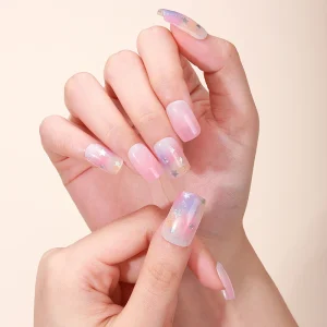 High Quality New Trends Gold Foil and Silver Stamping Semi Curing Gel Nail Sticker Nail Gel Strip