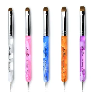 High Quality Nylon Oval Hair Nail French Brush with Acrylic Handle Custom Logo Dotting and Beauty Tool