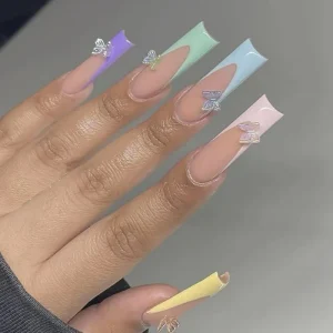 High Quality Press on Nails Custom Press on Nails with Charms Small square