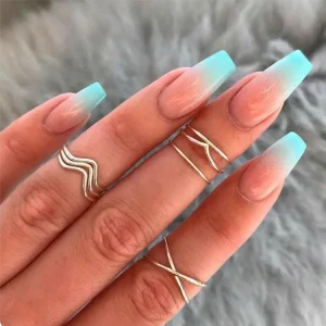High Quality Press on Nails New Nail Art Trendy Painted Flower Pattern Artificial Fingertips Durable ABS Material