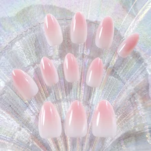 High Quality Short Almond Stick False Nails Set Elegant Fade False Press On Nails