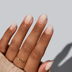 High Quality Short Square Bulk Fake False Nails Set Handmade Nude Ombre Soft Gel Custom Artificial Press on Nails
