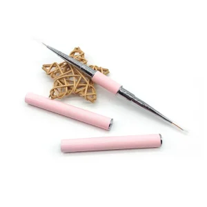 High Quality Simple Design Pink Handle Nail Art Brush Double Head Liner Nail Brushes With Different Sizes for Nail Art