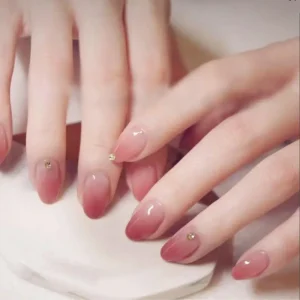 High Quality Stylish Transparent Almond French Tip Press on ABS Nails Special Place Design for Finger Application