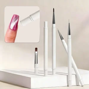 High Quality White Gel Nail Brush Customized Private Label Double-end Magnetic Nail Art Liner Brush