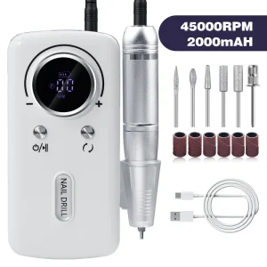 High Speed V1 45000RPM Rechargeable Nail Drill Machine LCD Low Noise Professional Nail Polish Sander Brushless Bit