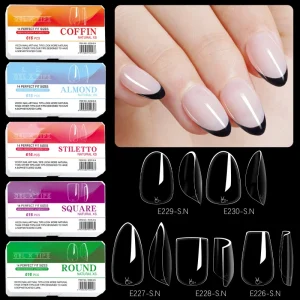High Transparency Seamless ABS Wearable Nail Tips Medium Short Boxed Nail Art for Salon Use