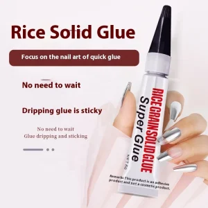 High Viscosity Quick Drying Nail Art Glue Long Lasting No Bake Lamp Solid Rice Strong Multi Purpose Wearable Nail Glue
