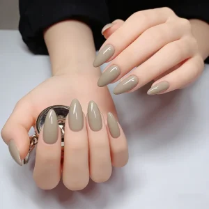 High end Feeling Milk Apricot Nude Almond Nails Simple Solid Color European and American Style Wearable Nail Tips